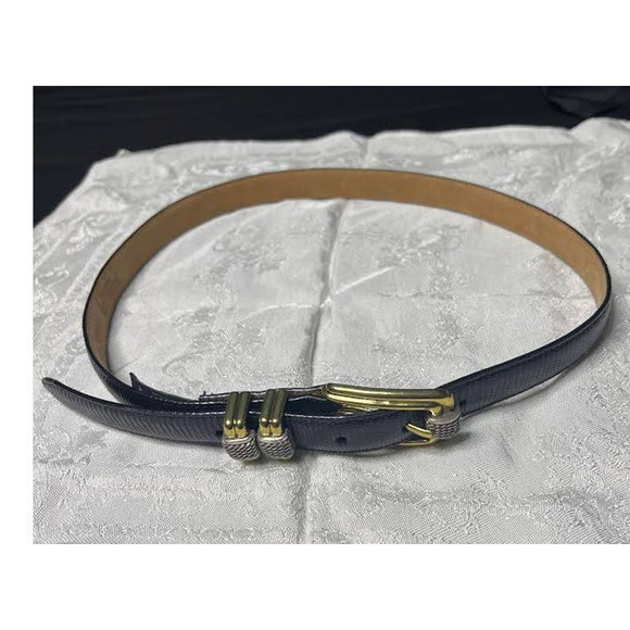 Brighton Classics 4B603 Belt Genuine Leather Lizard Embossed Black USA - Picture 6 of 7